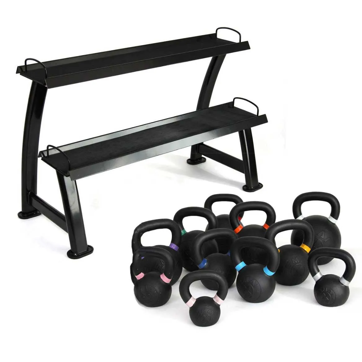 Cast Iron Kettlebell Set 56kg with Storage Rack Smai