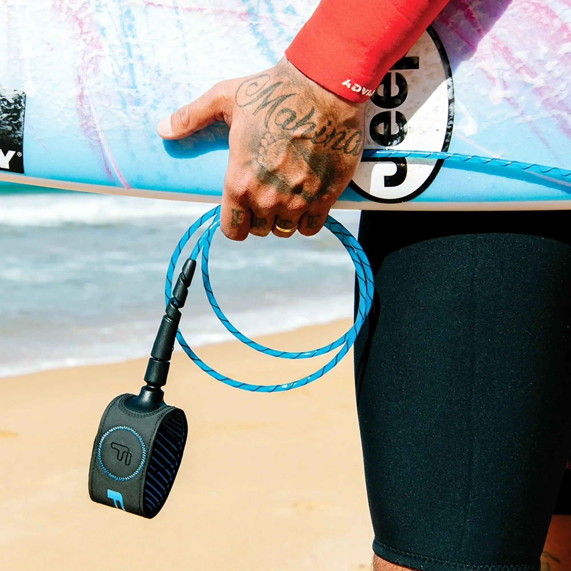 FCS Freedom Helix Comp Surfboard Leash - 6'/Natural/Black
