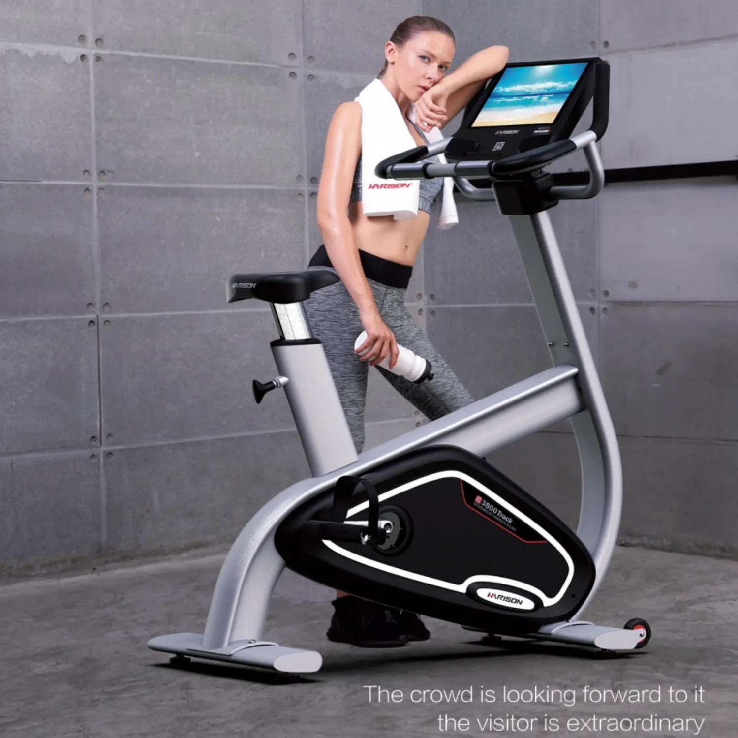 Harison HR-B3800TRACK Commercial Upright Exercise Bike - Touch Screen Console