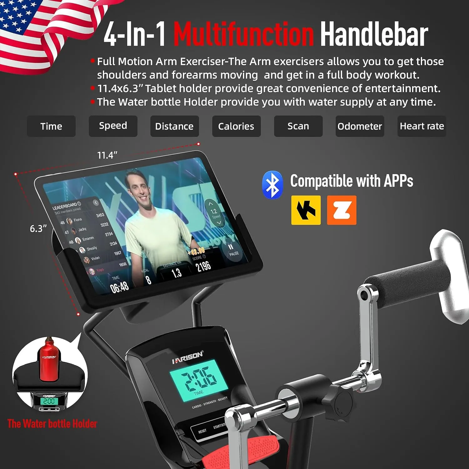 Harison Sharp Serie HR-Recumbent Exercise Bike With Arm Exerciser