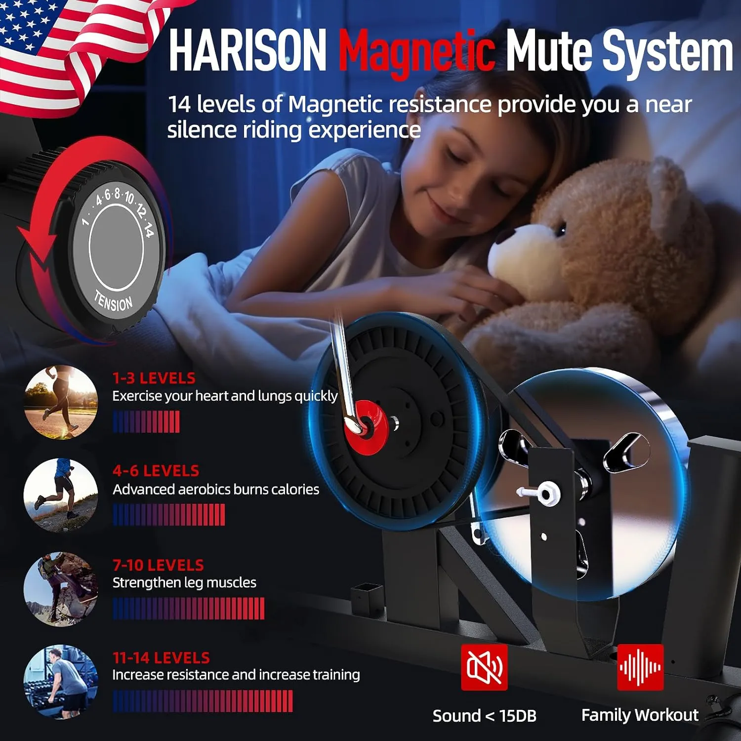 Harison Sharp Serie HR-Recumbent Exercise Bike With Arm Exerciser