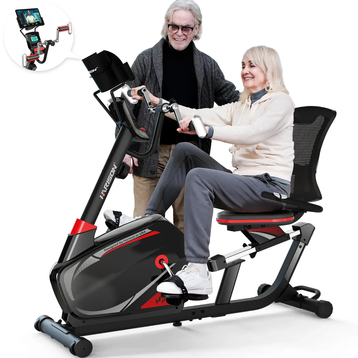 Harison Sharp Serie HR-Recumbent Exercise Bike With Arm Exerciser