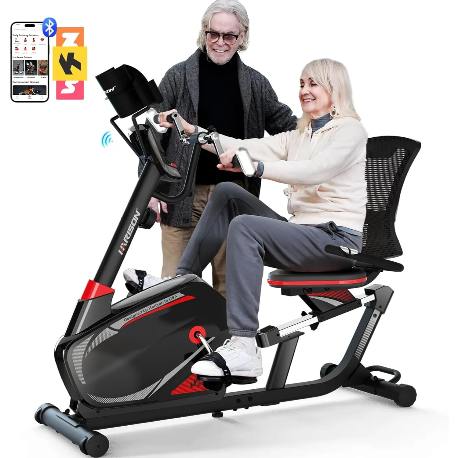 Harison Sharp Serie HR-Recumbent Exercise Bike With Arm Exerciser