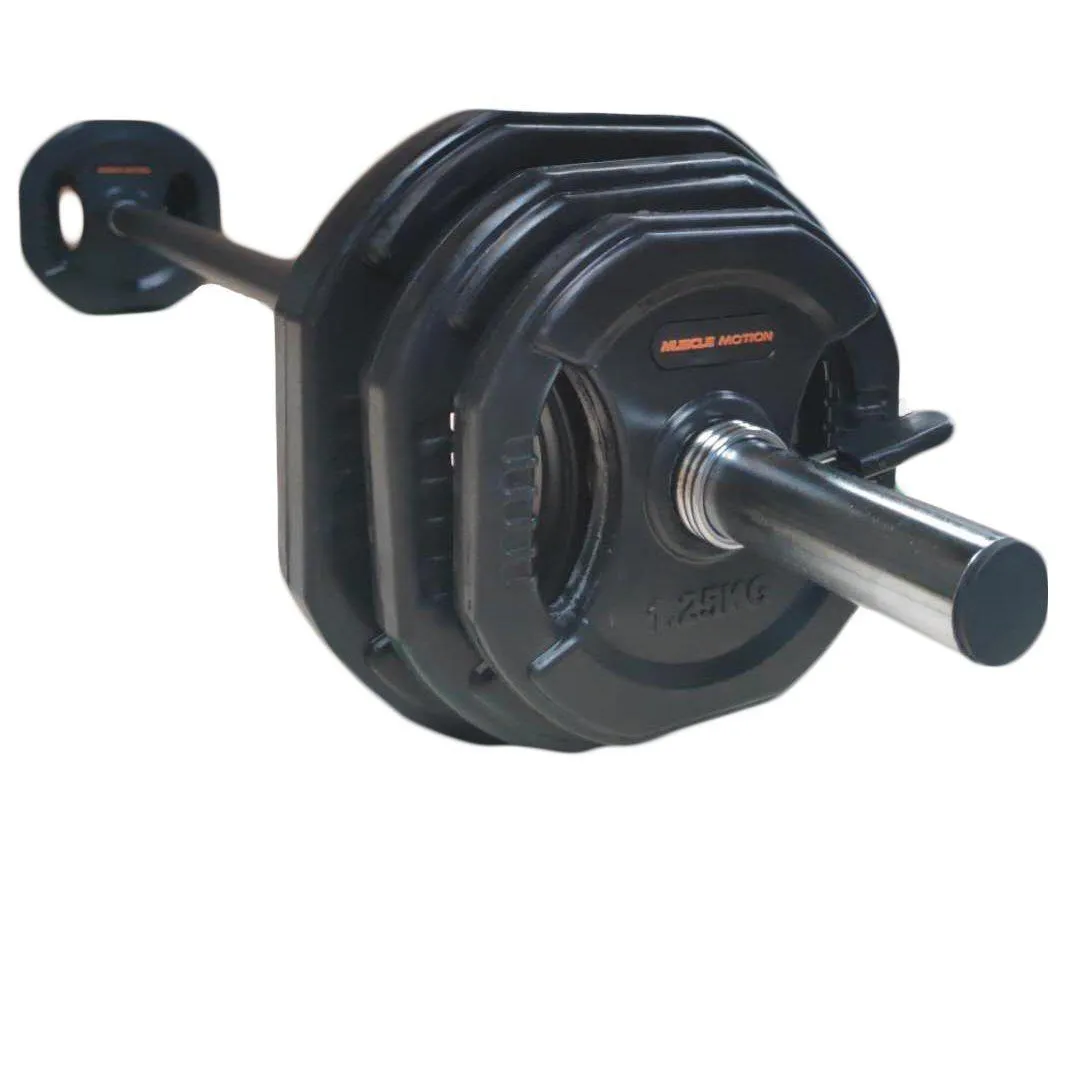 Muscle Motion 20kg Standard Black Rubber Barbell Pump Set
