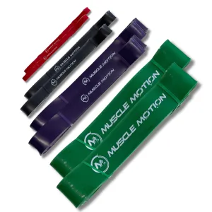 Muscle Motion Power Bands package - 2 X Red, Black, Purple & Green Bands (Package Price)