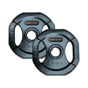 Muscle Motion Standard Black Rubber Coated Weight Plates (Pair)