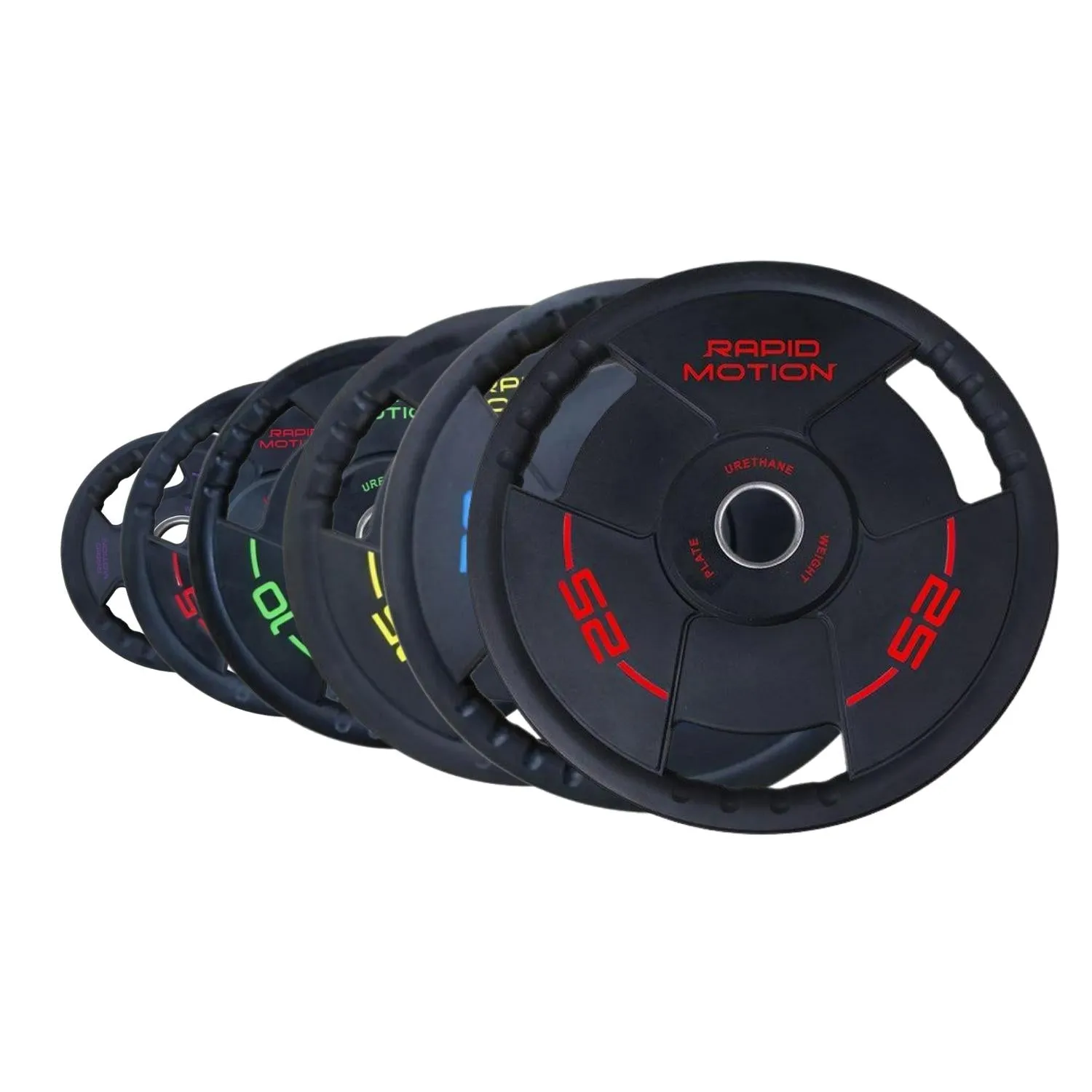 Rapid Motion Urethane Tri-Grip Olympic Weight Plates