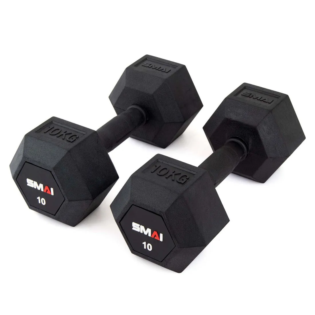 Rubber Hex Dumbbell Set 1-20kg (Pair) with Vertical Storage Rack Smai