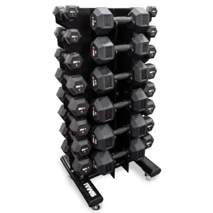 Rubber Hex Dumbbell Set 1-20kg (Pair) with Vertical Storage Rack Smai