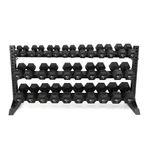 Rubber Hex Dumbbell Set 5kg - 40kg with Rack - Vanta Series Smai