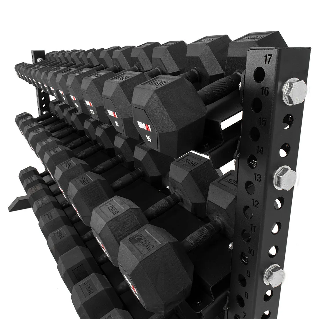 Rubber Hex Dumbbell Set 5kg - 40kg with Rack - Vanta Series Smai