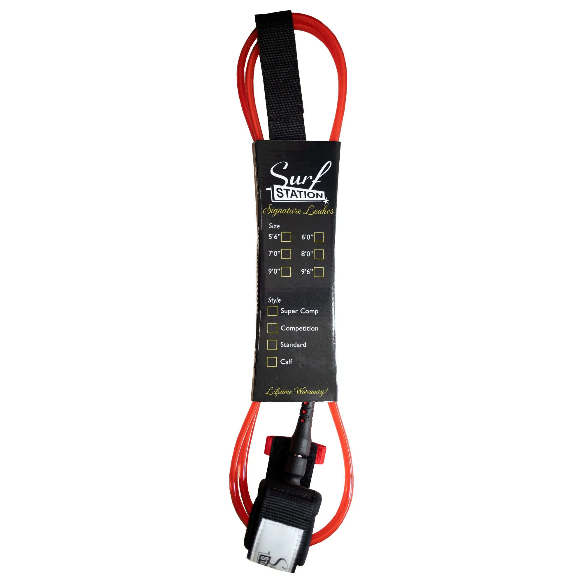 Surf Station Signature Series Surfboard Leash - 7'/Red